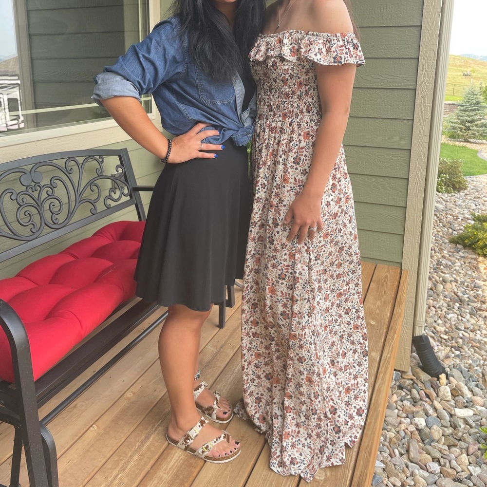 Off shoulder floral maxi dress